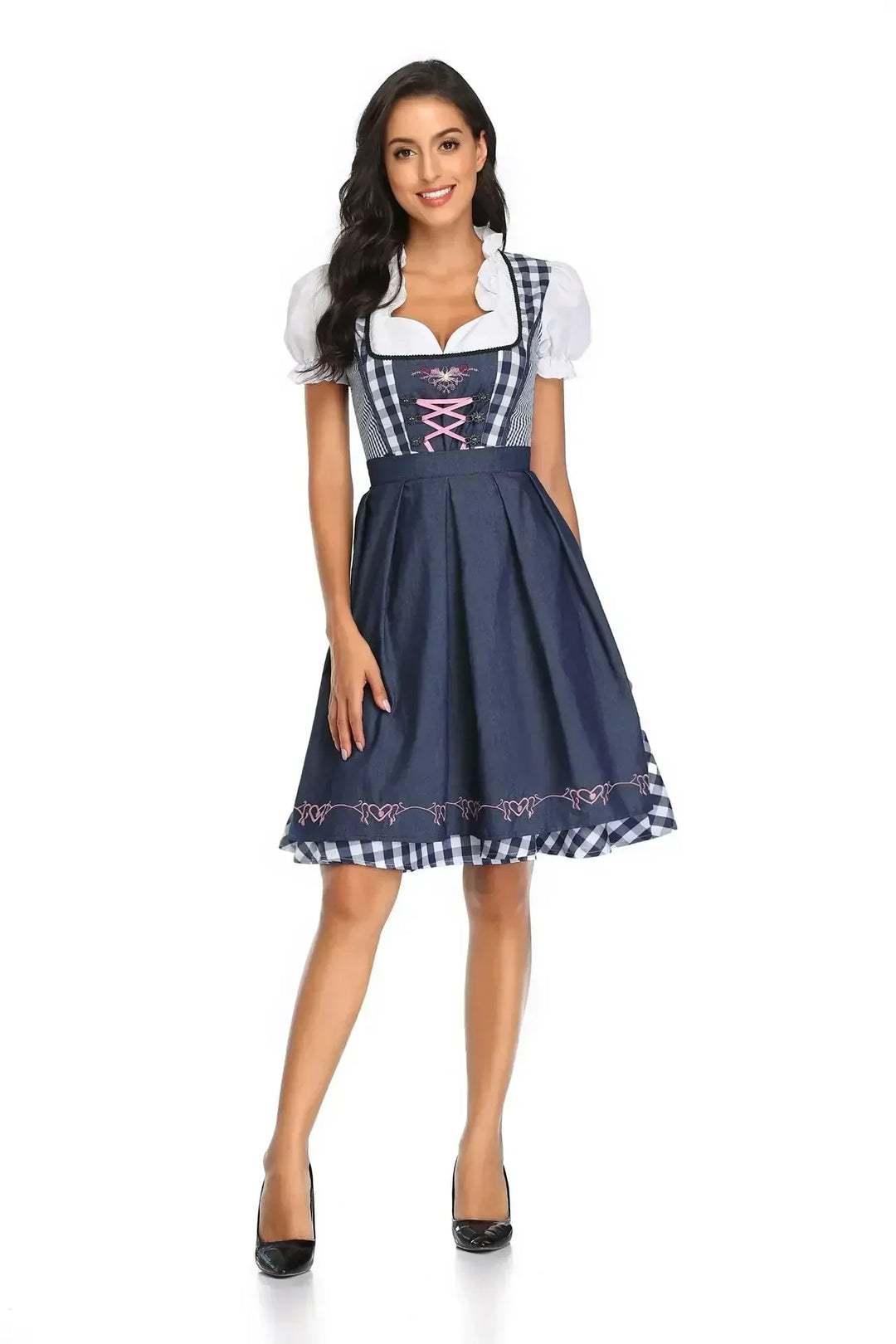 Klasyczny damski komplet dirndl na Oktoberfest - tradycyjny poliester