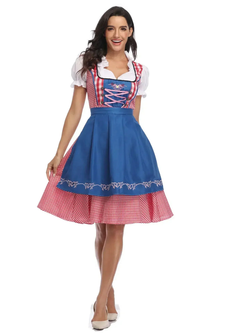 Klasyczny damski komplet dirndl na Oktoberfest - tradycyjny poliester
