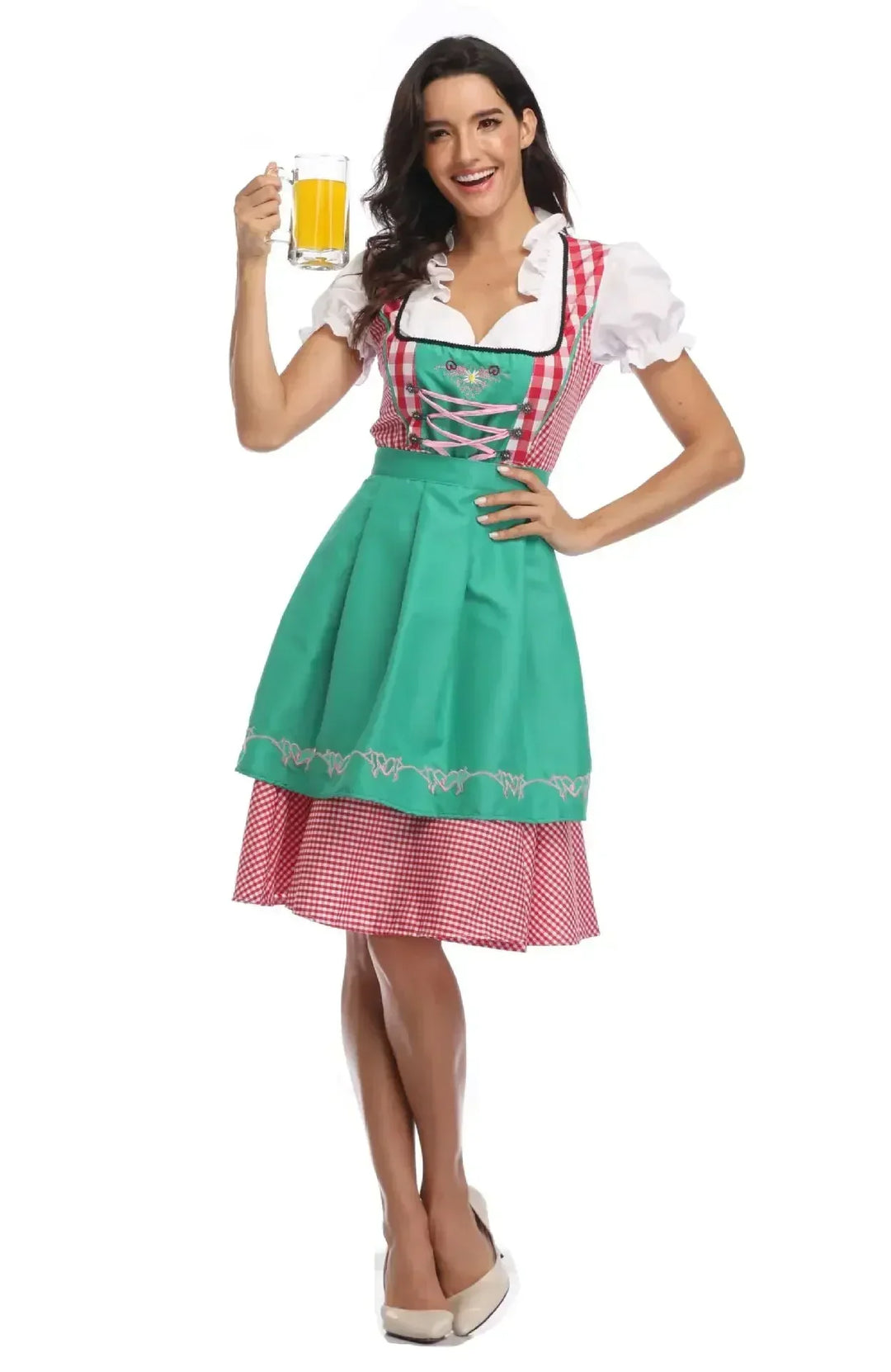 Klasyczny damski komplet dirndl na Oktoberfest - tradycyjny poliester