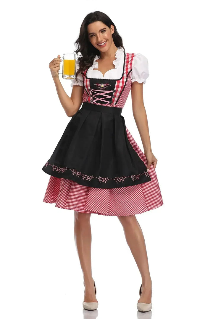 Klasyczny damski komplet dirndl na Oktoberfest - tradycyjny poliester