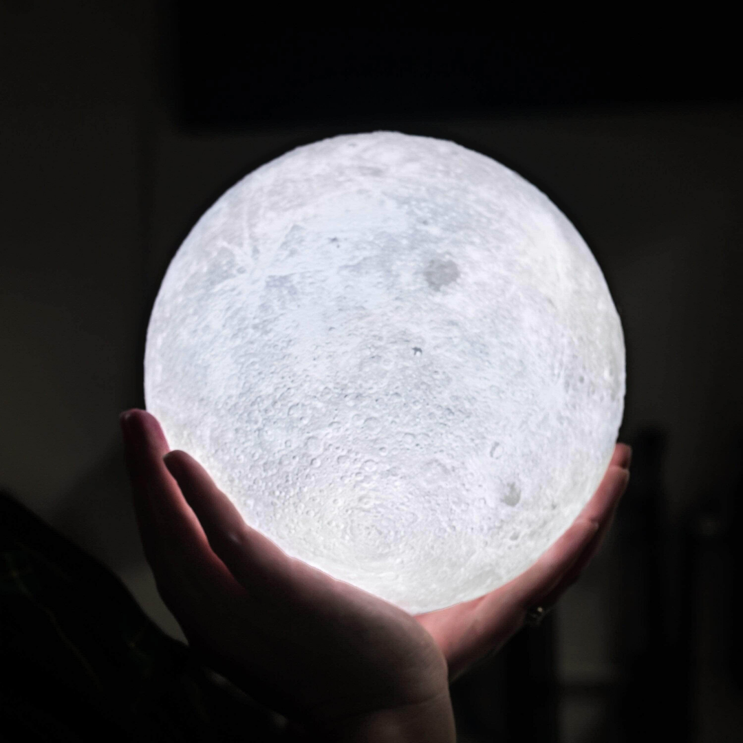 Magiczna lampa Księżyc - bezprzewodowe sterowanie dotykowe | drewniana podstawa