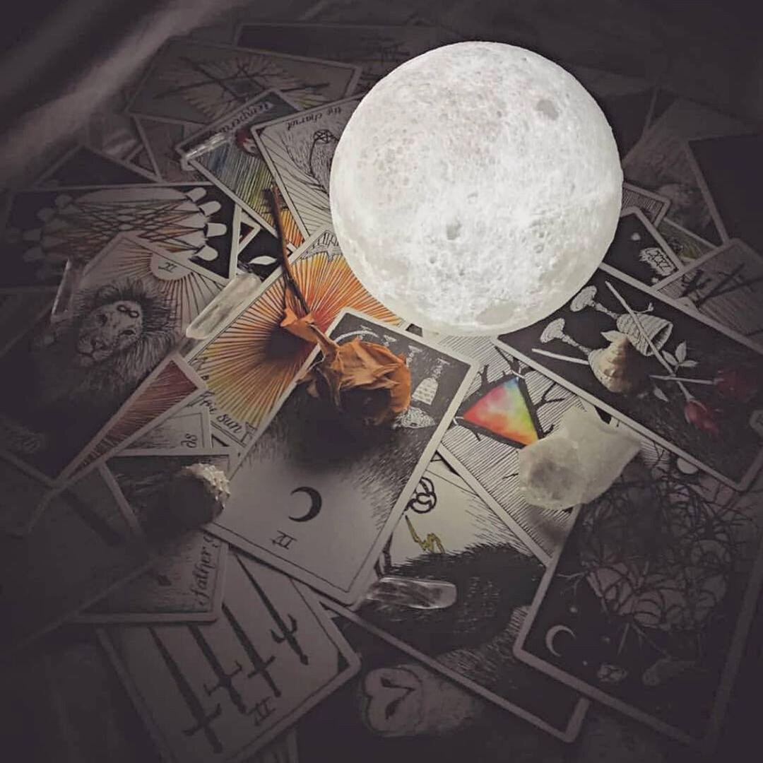 Magiczna lampa Księżyc - bezprzewodowe sterowanie dotykowe | drewniana podstawa