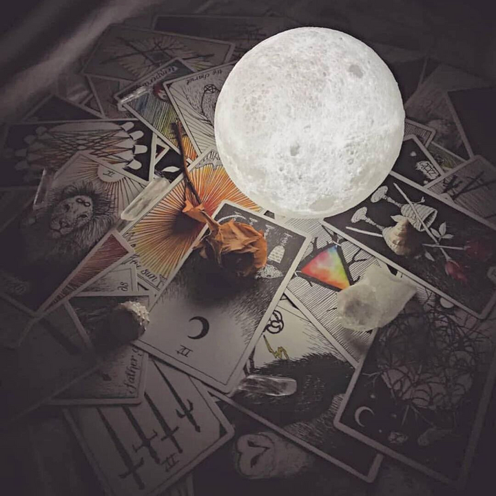 Magiczna lampa Księżyc - bezprzewodowe sterowanie dotykowe | drewniana podstawa