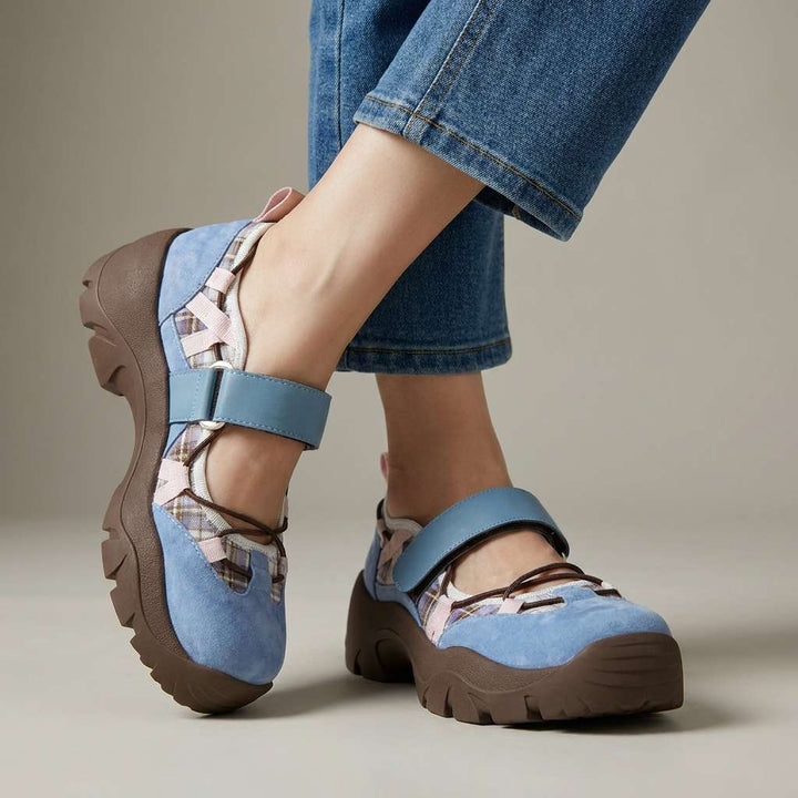 Damskie wygodne wsuwane buty z paskiem na rzepy | Lekkie slip-ony