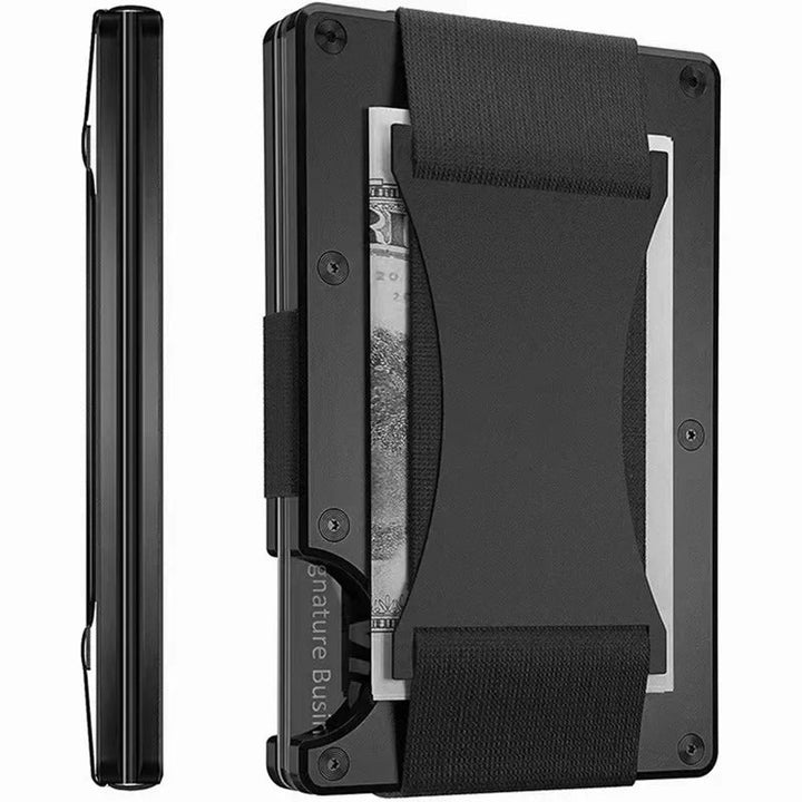 Portfel z matowego kobaltowego tytanu – cienki i elegancki portfel RFID dla mężczyzn i kobiet