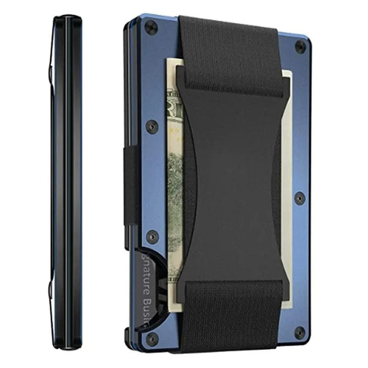 Portfel z matowego kobaltowego tytanu – cienki i elegancki portfel RFID dla mężczyzn i kobiet