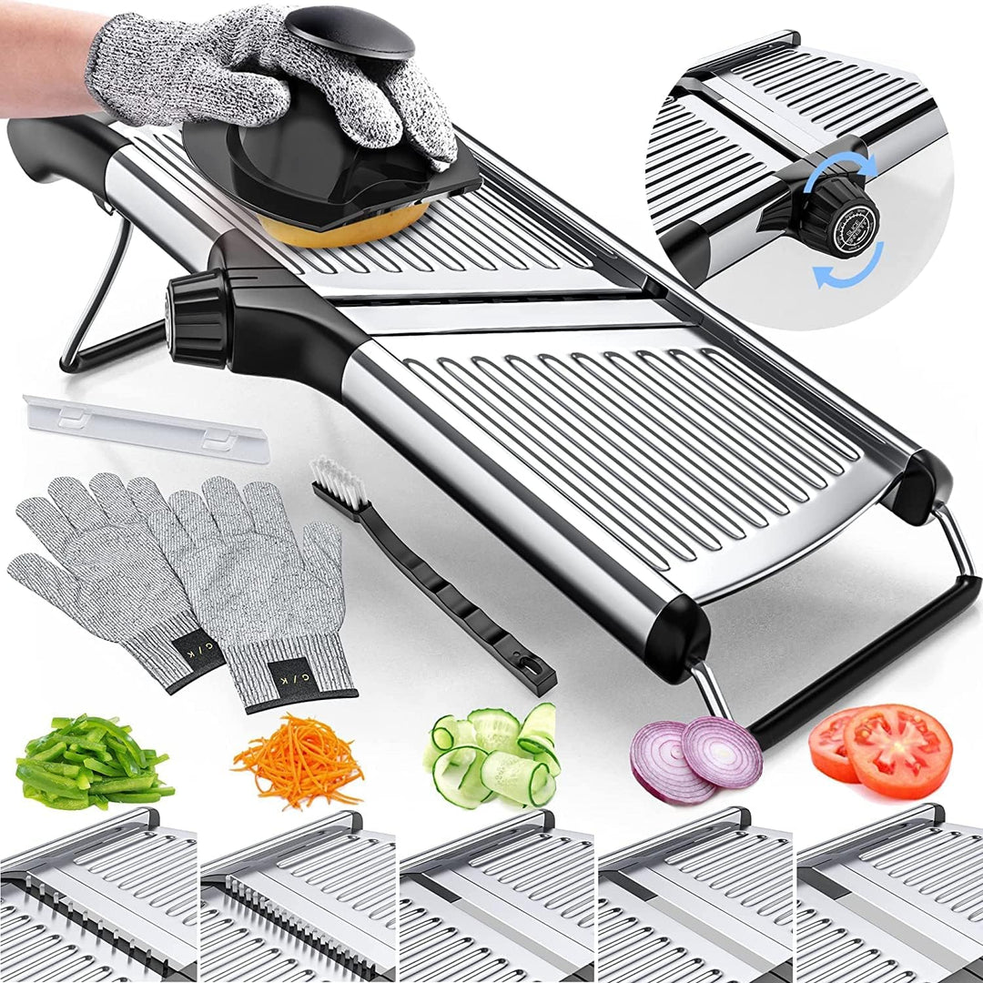 SlicerPro zestaw bezpieczeństwa | mandolina z rękawicami odpornymi na przecięcia