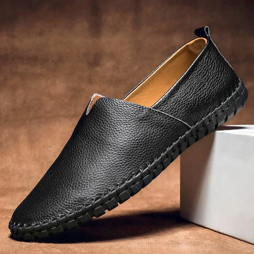 Eleganckie mokasyny Matowe, skórzane pantofle wsuwane