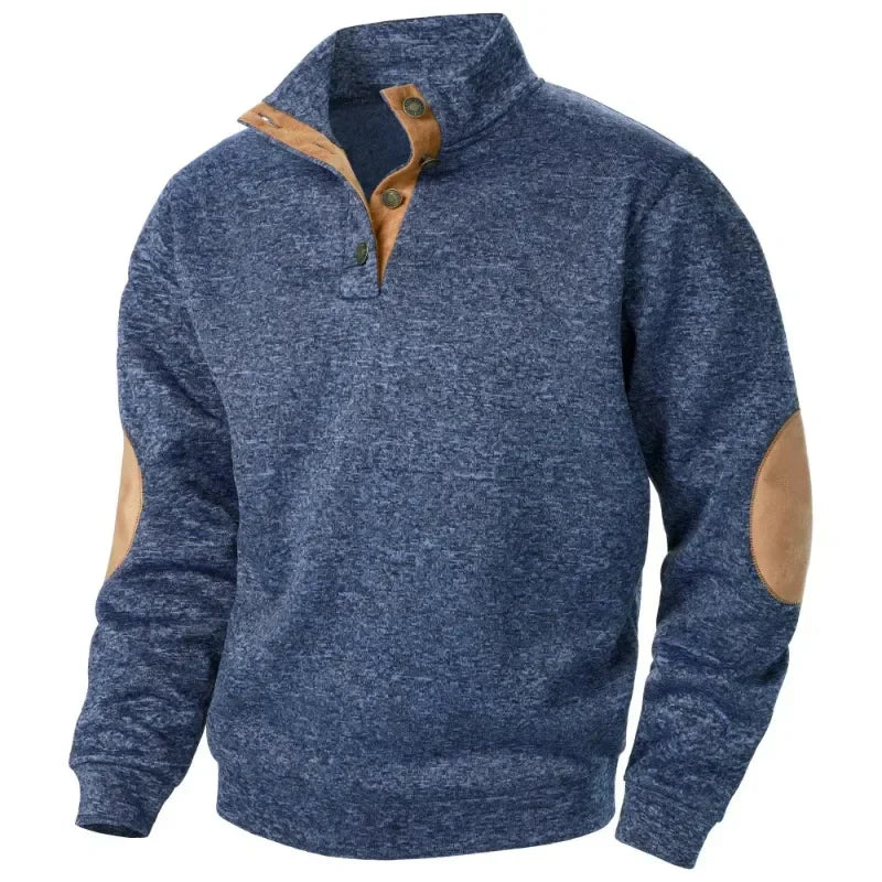 Męski sweter z dekoltem w serek na styl outdoorowy i casualowy