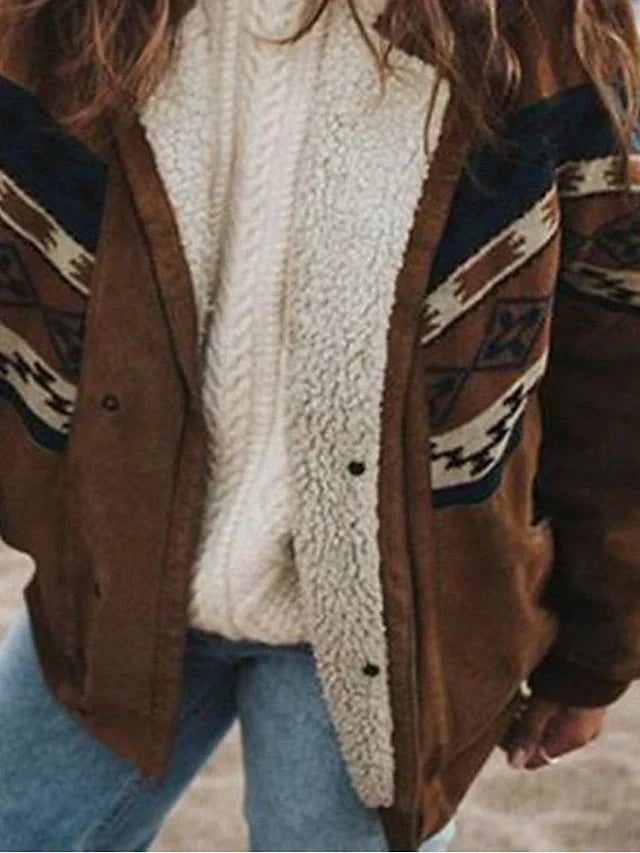Ciepła pluszowa kurtka zimowa w stylu retro – Daisy