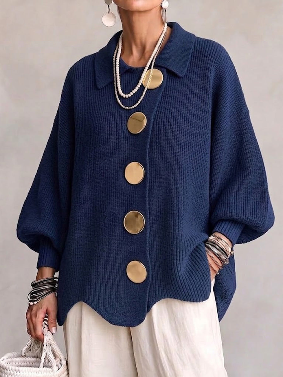 Elegancki kardigan oversize z wyrazistymi guzikami