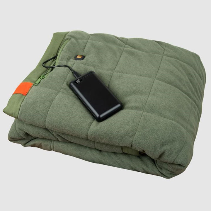 Ogrzewany koc outdoorowy z wbudowanym powerbankiem i 3 strefami