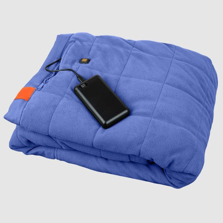 Ogrzewany koc outdoorowy z wbudowanym powerbankiem i 3 strefami