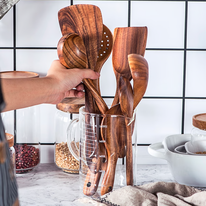 Premium Naturalne Narzędzia Kuchenne z Drewna Teakowego