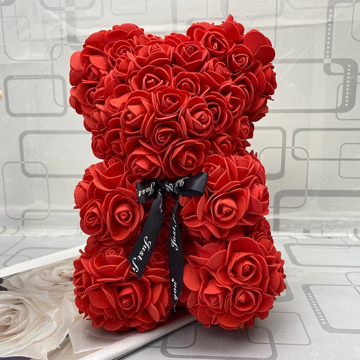 PetalCuddle Wieczny różowy miś | Romantyczny pluszak z sztucznych kwiatów na Dzień Matki i inne uroczystości