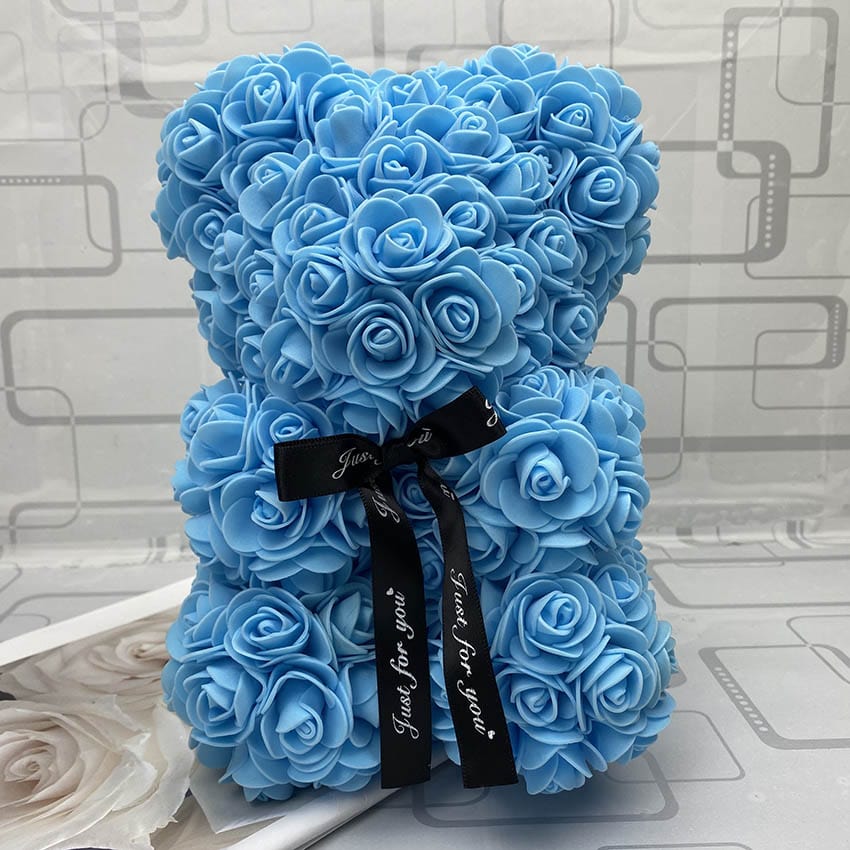 PetalCuddle Wieczny różowy miś | Romantyczny pluszak z sztucznych kwiatów na Dzień Matki i inne uroczystości