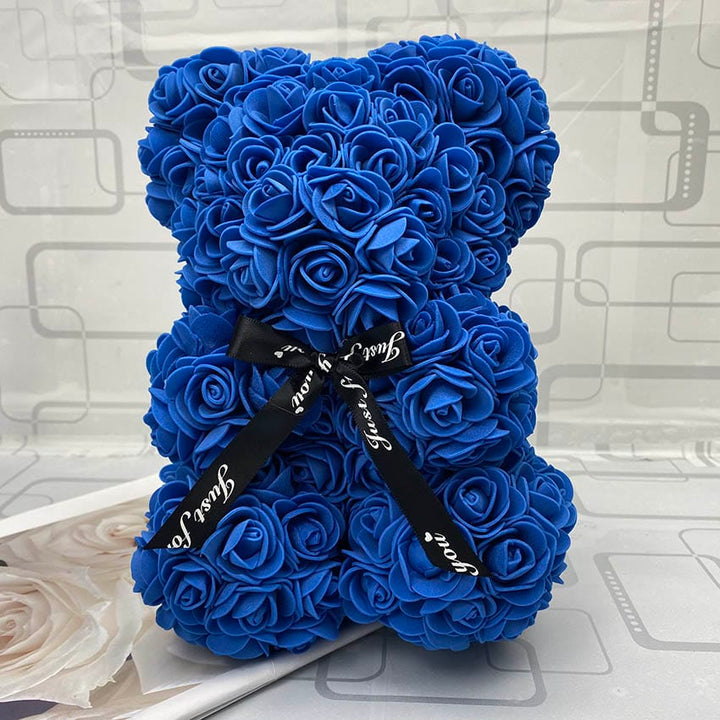PetalCuddle Wieczny różowy miś | Romantyczny pluszak z sztucznych kwiatów na Dzień Matki i inne uroczystości