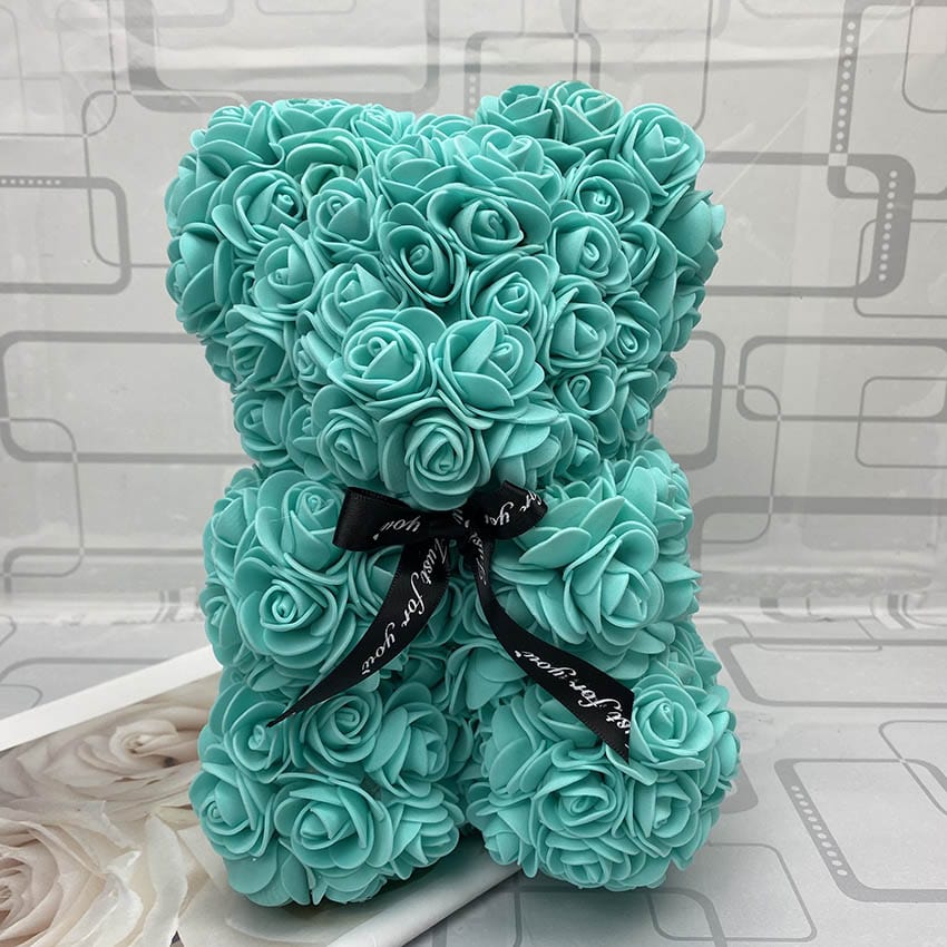 PetalCuddle Wieczny różowy miś | Romantyczny pluszak z sztucznych kwiatów na Dzień Matki i inne uroczystości