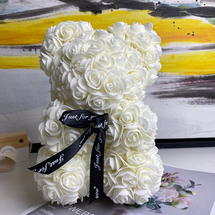 PetalCuddle Wieczny różowy miś | Romantyczny pluszak z sztucznych kwiatów na Dzień Matki i inne uroczystości