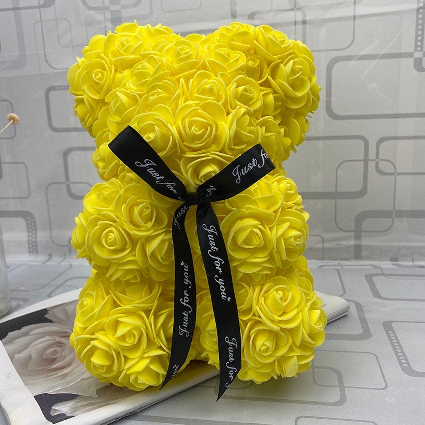 PetalCuddle Wieczny różowy miś | Romantyczny pluszak z sztucznych kwiatów na Dzień Matki i inne uroczystości