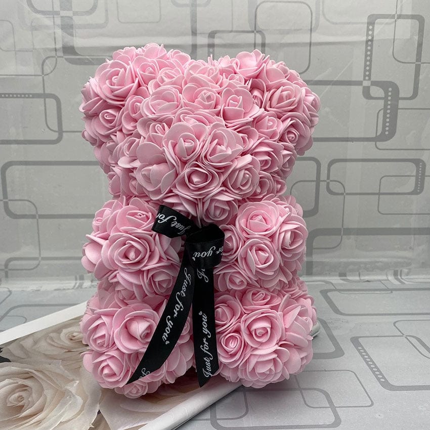 PetalCuddle Wieczny różowy miś | Romantyczny pluszak z sztucznych kwiatów na Dzień Matki i inne uroczystości
