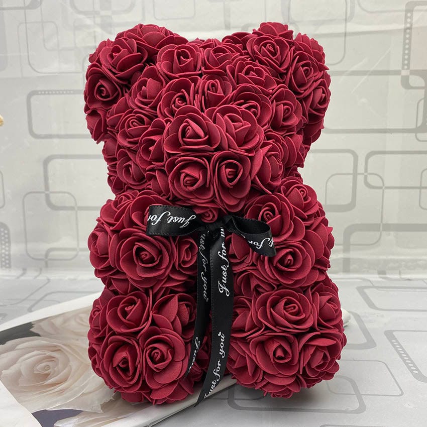 PetalCuddle Wieczny różowy miś | Romantyczny pluszak z sztucznych kwiatów na Dzień Matki i inne uroczystości