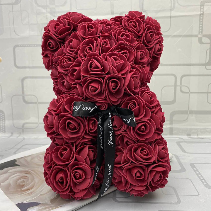 PetalCuddle Wieczny różowy miś | Romantyczny pluszak z sztucznych kwiatów na Dzień Matki i inne uroczystości