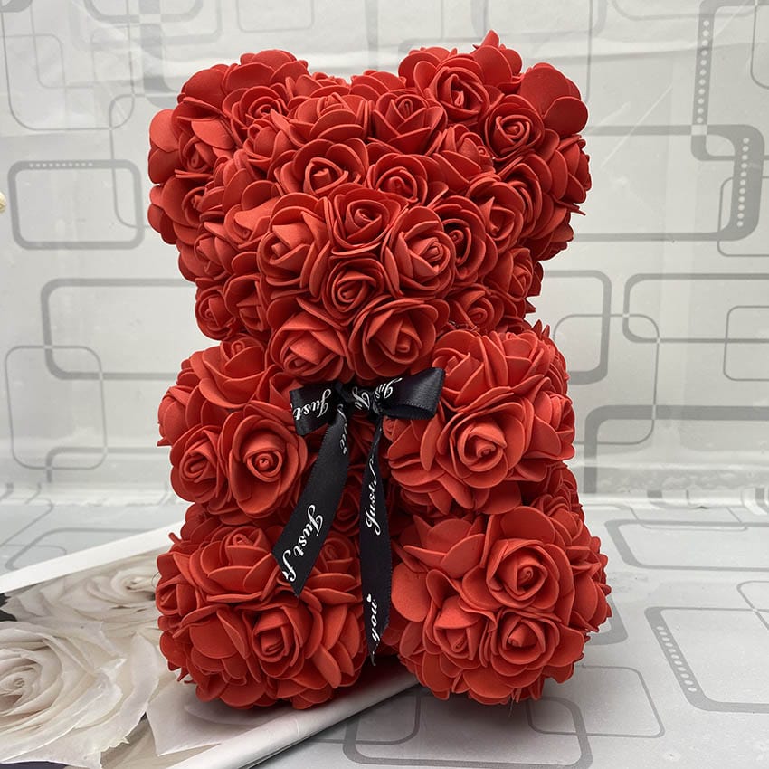 PetalCuddle Wieczny różowy miś | Romantyczny pluszak z sztucznych kwiatów na Dzień Matki i inne uroczystości