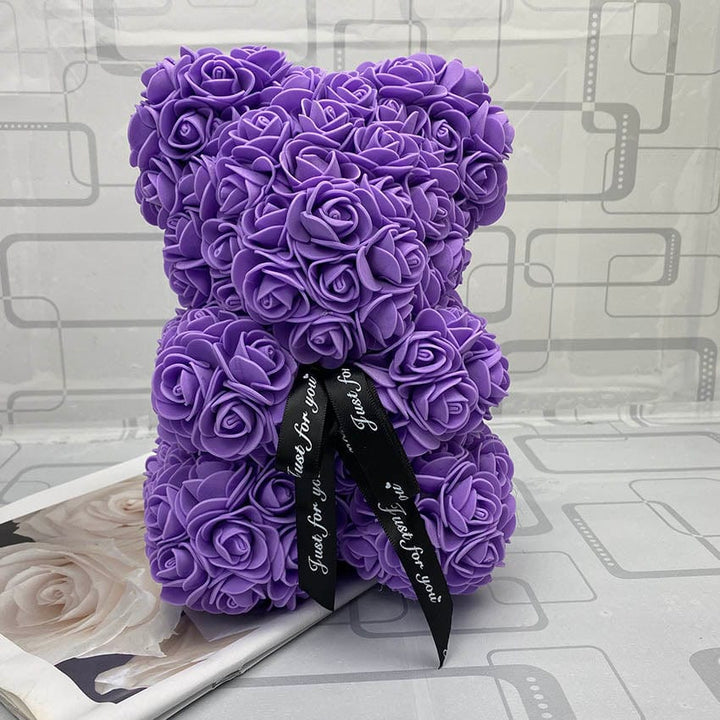 PetalCuddle Wieczny różowy miś | Romantyczny pluszak z sztucznych kwiatów na Dzień Matki i inne uroczystości