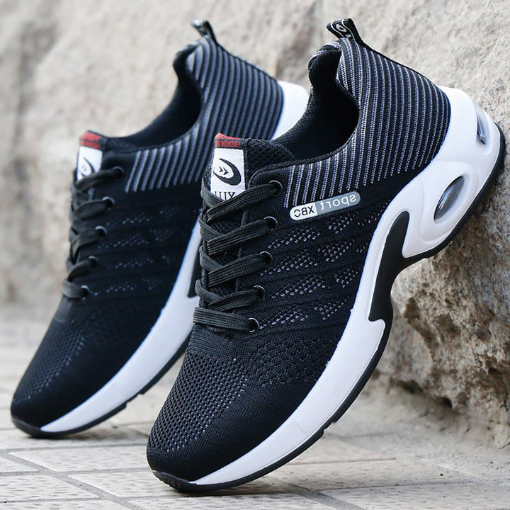 Buty Sportowe Siateczkowe na Sznurówki - Czerwony, Niebieski, Czarny