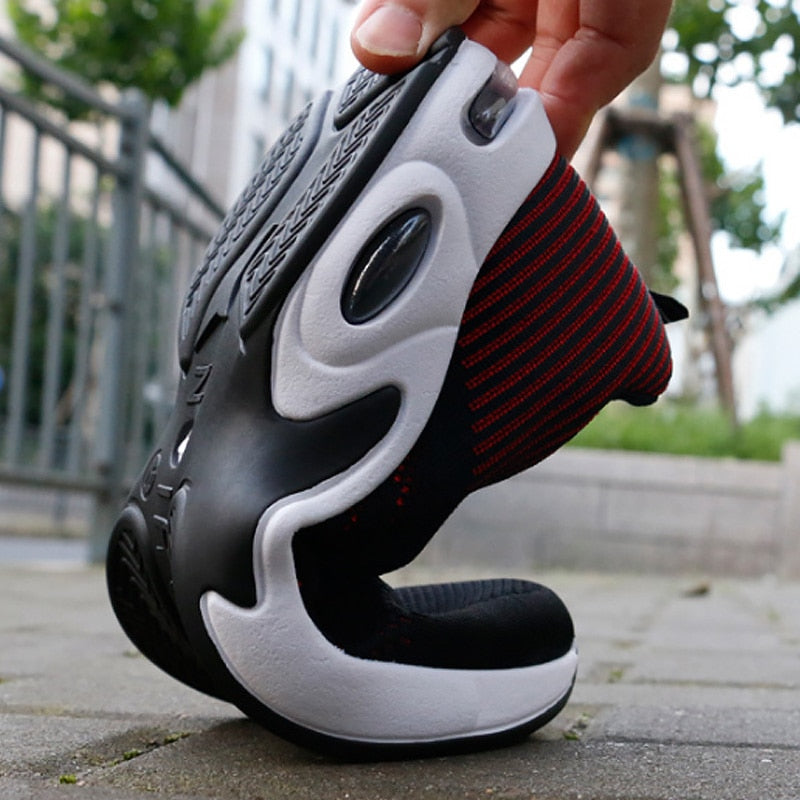 Buty Sportowe Siateczkowe na Sznurówki - Czerwony, Niebieski, Czarny