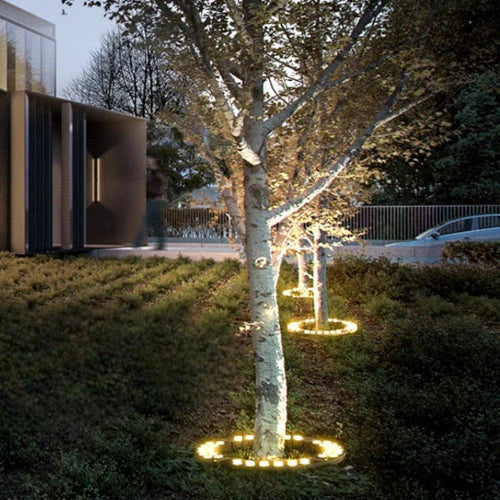 Oświetlenie LED do drzew – okrągła lampa gruntowa 360° do ogrodów, alejek i krajobrazu