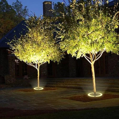Oświetlenie LED do drzew – okrągła lampa gruntowa 360° do ogrodów, alejek i krajobrazu