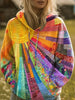 Damska bluza z kapturem w stylu boho z wielokolorowym patchworkiem