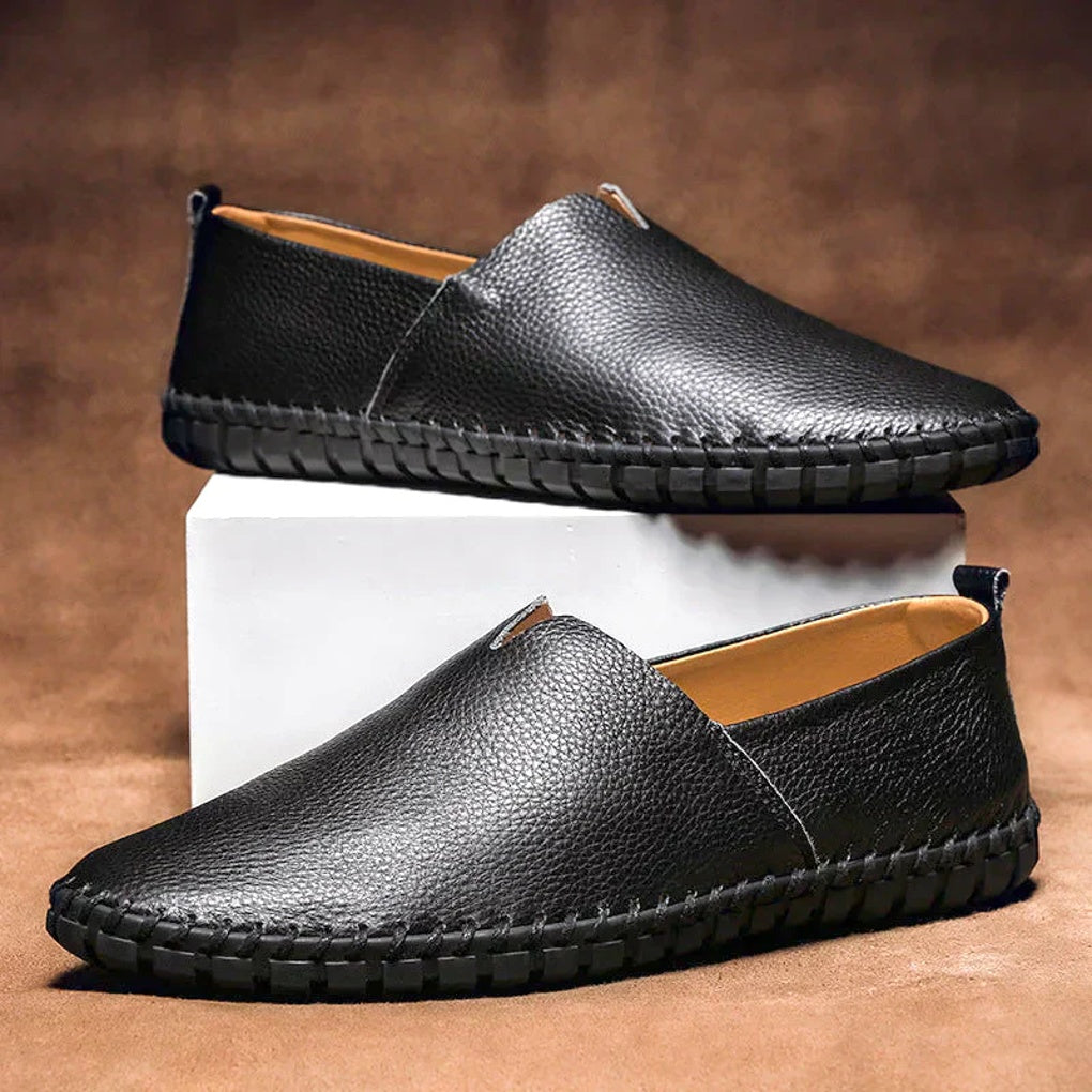 Eleganckie mokasyny Matowe, skórzane pantofle wsuwane