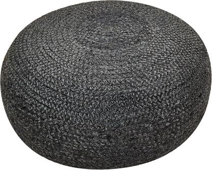 Pufa pleciona z gęstym splotem o okrągłej formie