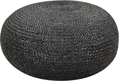 Pufa pleciona z gęstym splotem o okrągłej formie