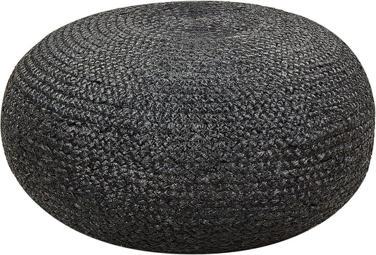 Pufa pleciona z gęstym splotem o okrągłej formie