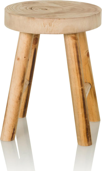 Taboret drewniany o trójnożnej podstawie