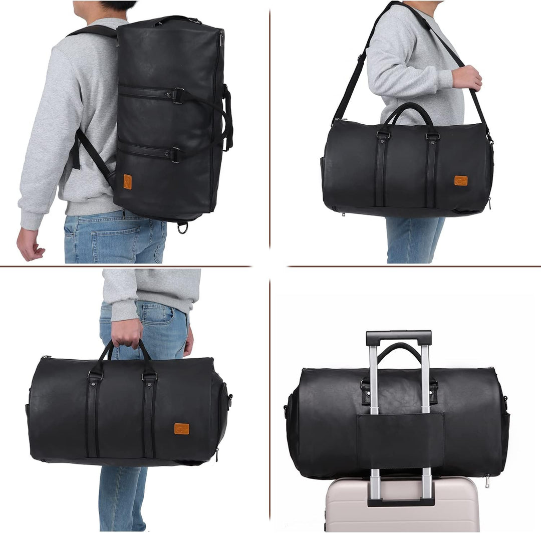 Torba podróżna Duffel z ekoskóry PU, przekształcalna – torba weekendowa do kabiny