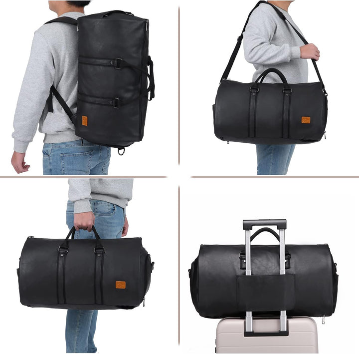 Torba podróżna Duffel z ekoskóry PU, przekształcalna – torba weekendowa do kabiny
