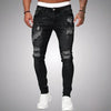 Męskie jeansy slim fit ze stretchem i przetarciami – swobodny denim w stylu used na co dzień