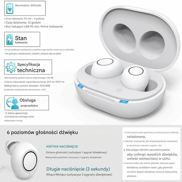 Aparaty słuchowe Bluetooth z kontrolą za pomocą aplikacji