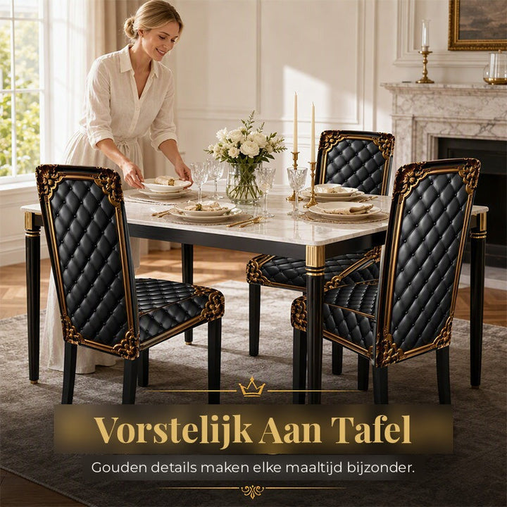 Barokowe elastyczne pokrowce na krzesła z nadrukiem ze złotymi detalami - Washable Dining Chair Slipcovers