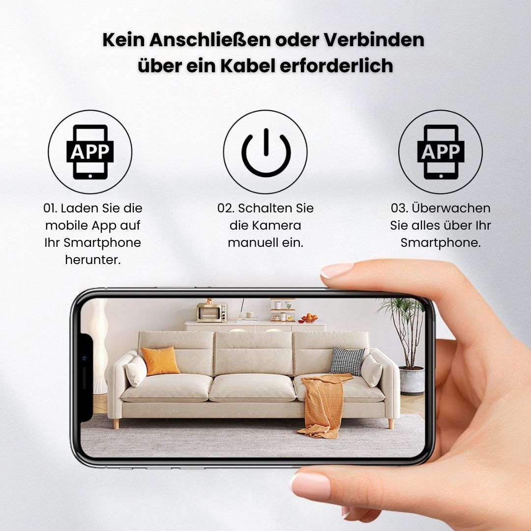 Kamera monitoringu do użytku wewnętrznego i zewnętrznego | Mini kamera Wi-Fi z transmisją na żywo na telefon | Bezprzewodowa i kompaktowa | MiniGuardiano