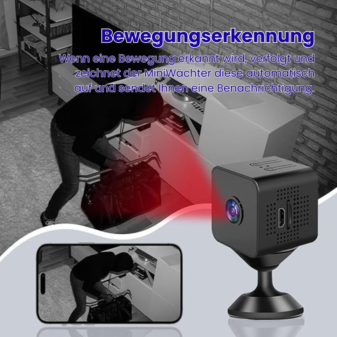 Kamera monitoringu do użytku wewnętrznego i zewnętrznego | Mini kamera Wi-Fi z transmisją na żywo na telefon | Bezprzewodowa i kompaktowa | MiniGuardiano