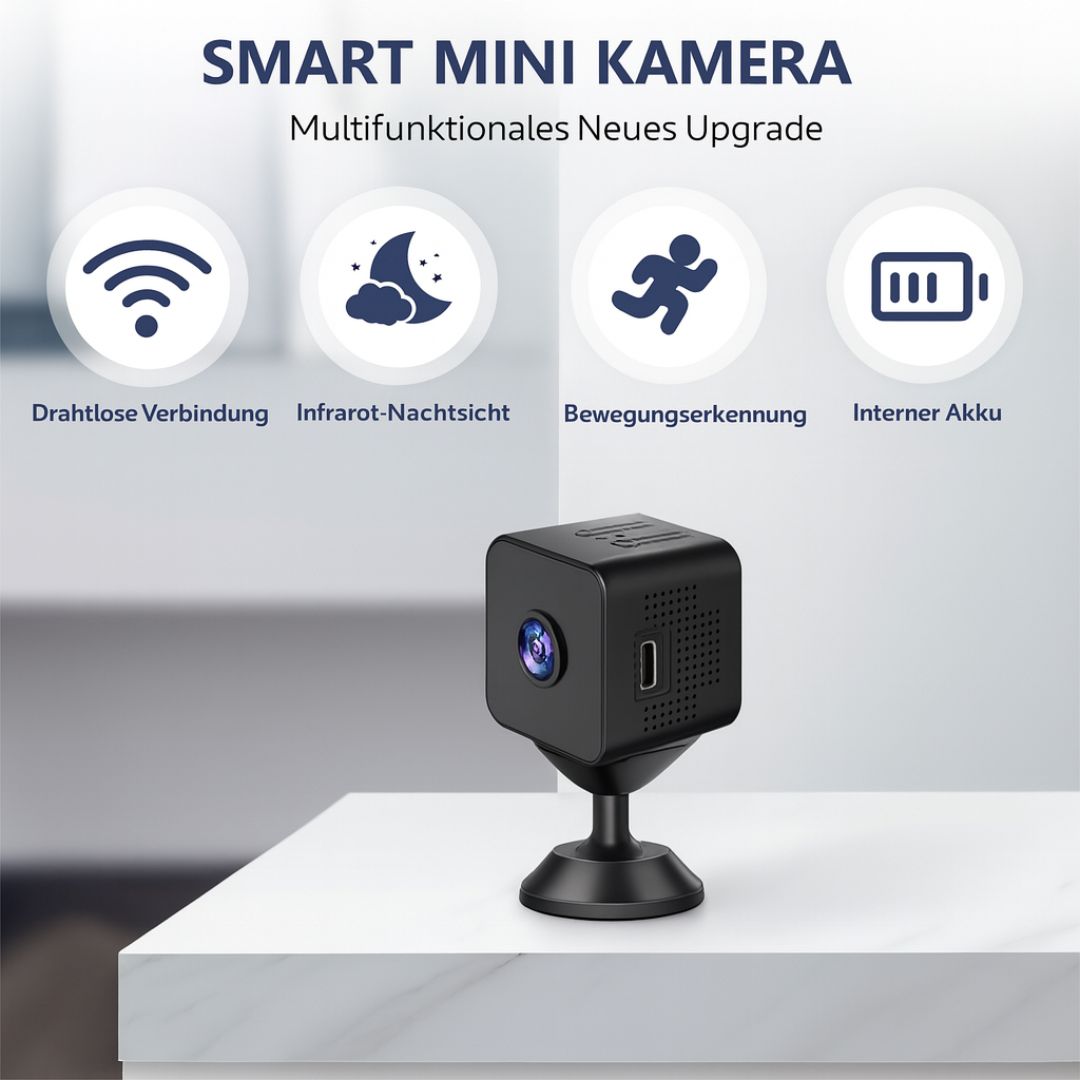Kamera monitoringu do użytku wewnętrznego i zewnętrznego | Mini kamera Wi-Fi z transmisją na żywo na telefon | Bezprzewodowa i kompaktowa | MiniGuardiano