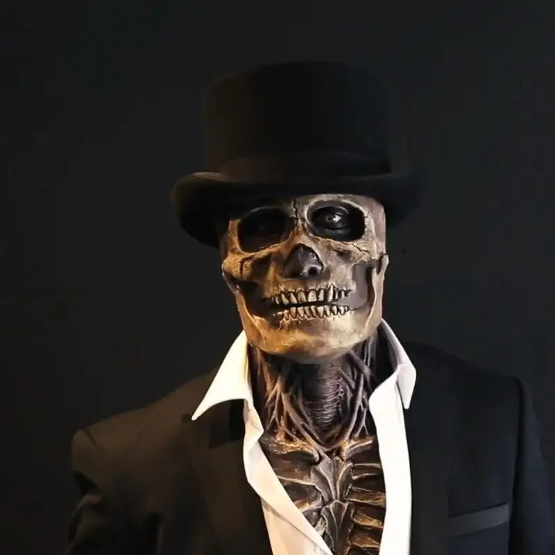 Ultrarealistyczny kostium szkieletu na Halloween z maską