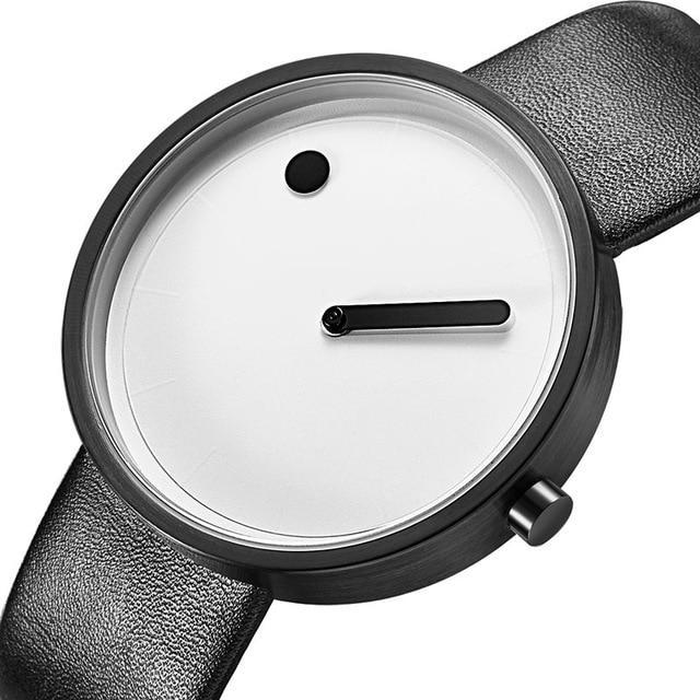 IcoolGadgets Zegarek Kwarcowy Męski Luksusowy Casualowy Czarny Zegarek Kwarcowy Japoński Zegarek Modny Designerski Prosty Męski