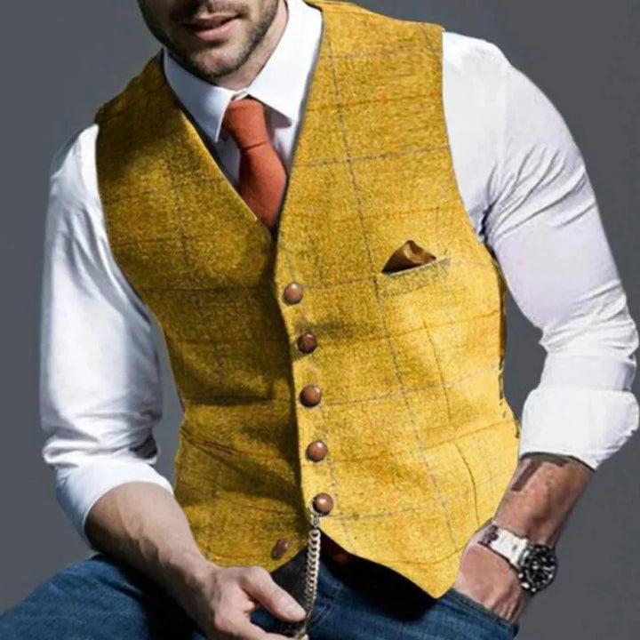 Męska kamizelka w stylu vintage – klasyczna elegancja warstwowa